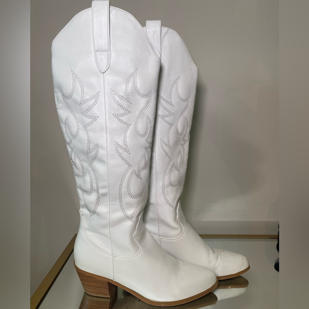 Tall white cowgirl boots